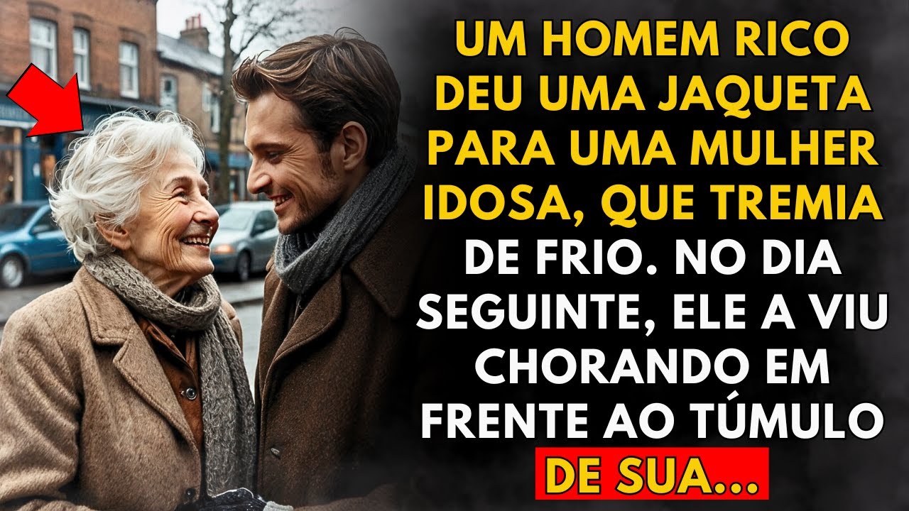 UM HOMEM RICO DEU UM CASACO A UMA SENHORA NO FRIO  NO DIA SEGUINTE, A VIU CHORANDO EM FRENTE AO...