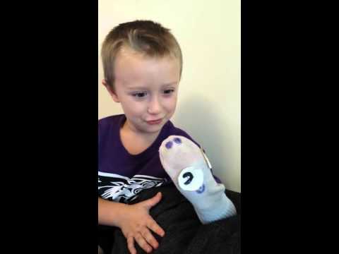 Bobby made a Sheep sock puppet!