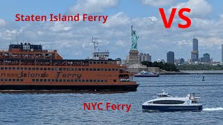 Statue of Liberty from two different ferries