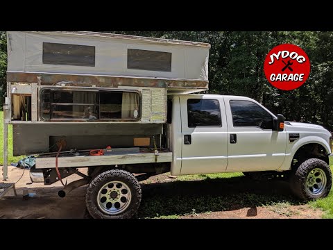 Flatbed Truck Camper Build - 2 Jack Stand Brackets and LED lights