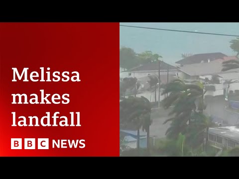Video | Hurricane Melissa makes landfall in Jamaica with violent 185 mph winds | BBC News