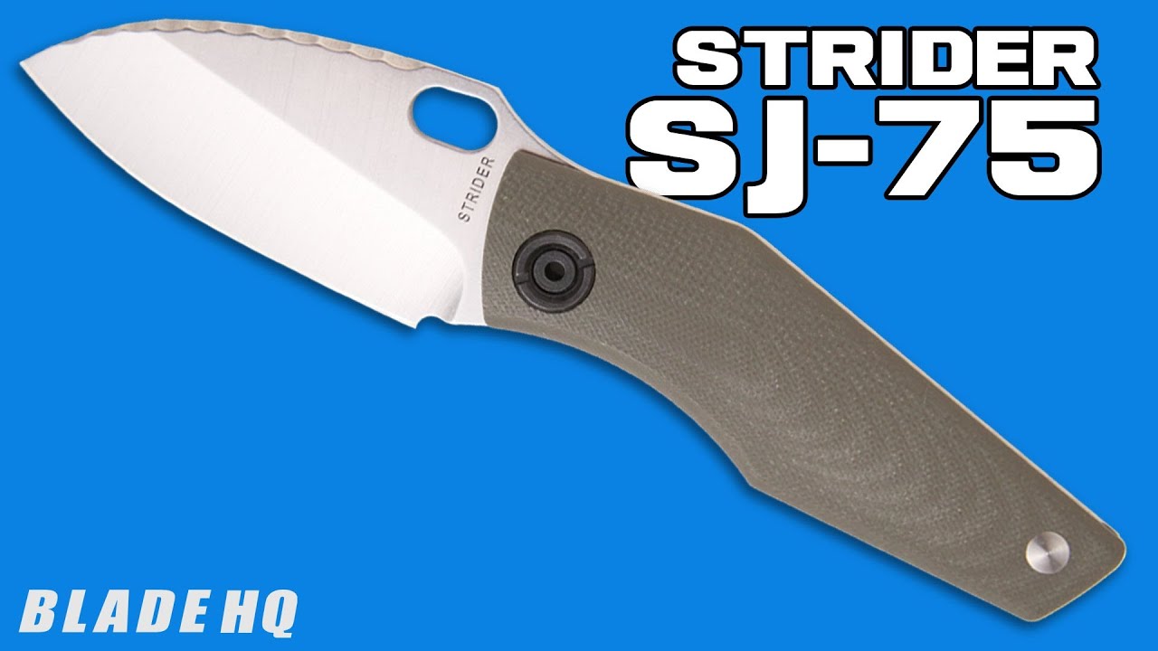 Strider SJ75 Mini Framelock Knife w/ Brown G10 Heat Striped Titanium (3" Plain)