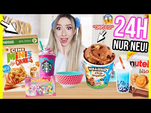 24 STUNDEN alles KAUFEN was nur NEU 2022 Produkte zum ESSEN und TRINKEN (extrem SCHWER Challenge)