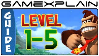 Donkey Kong Country Returns 3D: Canopy Cannons 1-5 (Puzzle Pieces, KONG Letters Guide, Walkthrough)