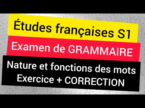 études françaises S1: Examen de GRAMMAIRE; exercice des fonctions et natures des mots+ CORRECTION