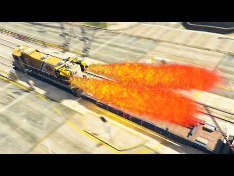 GTA 5 - Rocket Train 1000mph Crashing Vehicles