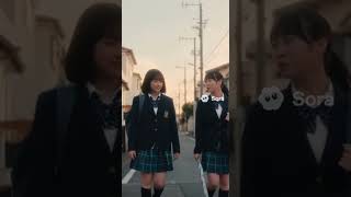 女子高生と空泳ぐ魚(sora2生成動画)