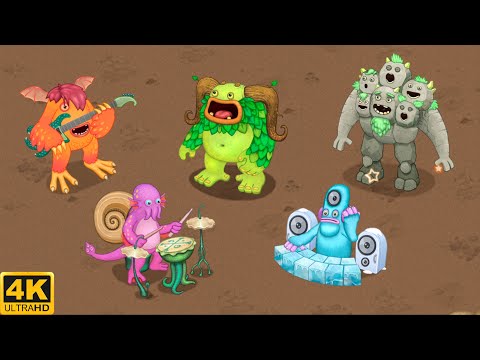 Gold Island - All Quad Element Monsters (My Singing Monsters) 4k