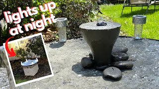 DIY - Ultimate BIRDBATH Water Fountain Lights Up at Night💡