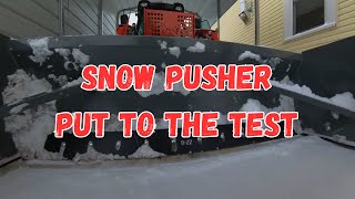 Kioti DK5320SE and Worksaver snow pusher put to the test on some real snow