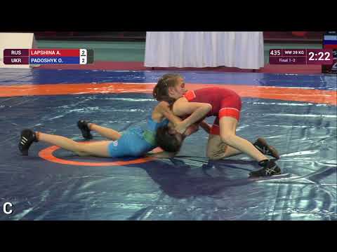 GOLD WW - 39 kg: A. LAPSHINA (RUS) v. O. PADOSHYK (UKR)