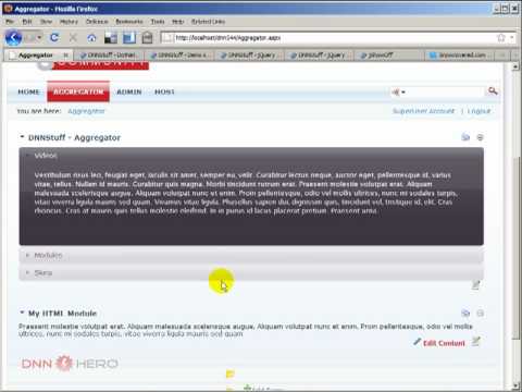DotNetNuke Tutorial, More of Aggregator module by DNNStuff - Video #101