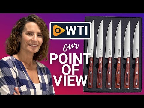 Steak Knives Set of 6 - Ultra Sharp Easy to Hold - Full Tang Wood Handle High Carbon Stainless Steel - WTI product video review