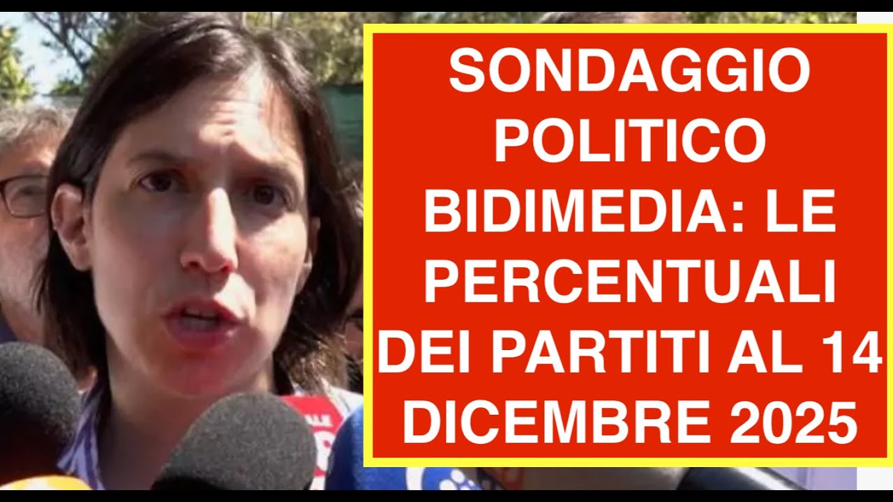 SONDAGGIO POLITICO BIDIMEDIA: LE PERCENTUALI DEI PARTITI AL 14 DICEMBRE 2025