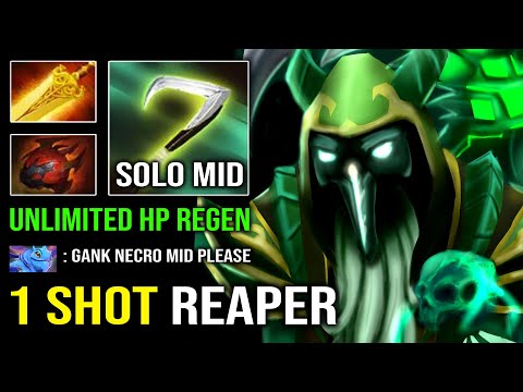 UNLIMITED HP REGEN 1v5 Heart Necrophos 100% Anti Mid Ganker with AoE Burn Radiance DPS Dota 2