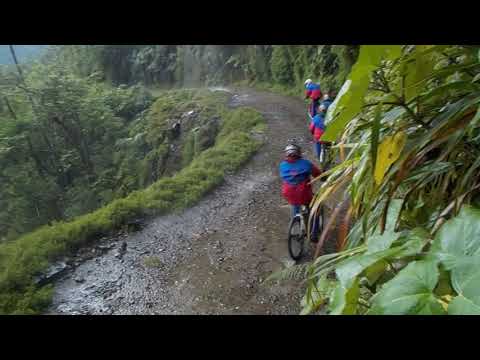 Cycling down the road to Coroico Bolivia. The "Death Road"