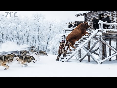 80-Year-Old Widow vs a HUGE Wolf Pack to Save Her 1000 Head of Cattle | EXTREME Yakutia Survival