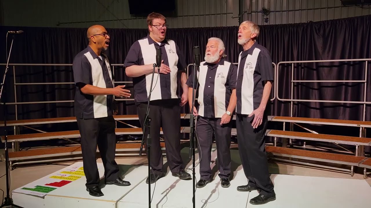 A quartet of members singing 'Sweet Rosie O'Grady/Harrigan' at the Spirit of St. Louis Chorus Spring Show 2026 in De Soto, MO.