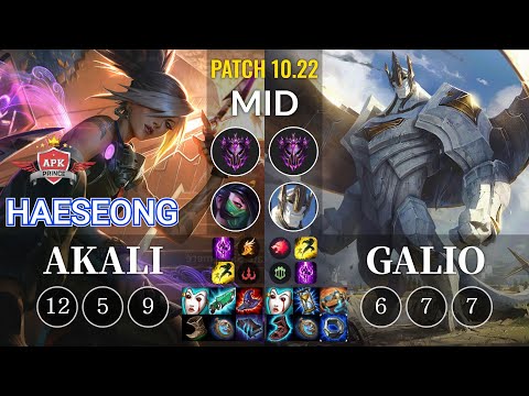 APK HaeSeong Akali vs Galio Mid - KR Patch 10.22