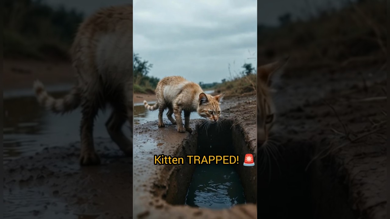 Brave Man Saves Tiny Kitten  😱 | Emotional Mother Cat Rescue 🐱❤️ #shorts #humanity #rescue #pets