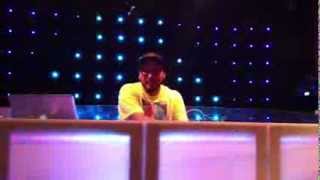 Tomahawk Bang behind the decks doing "The Santos!"...