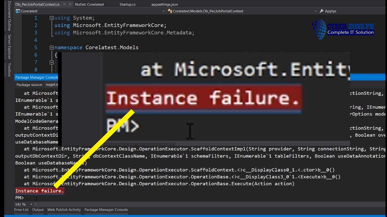 Scaffold-DbContext throws 'Instance failure | Error: Instance Failure in MVC or MVC Core