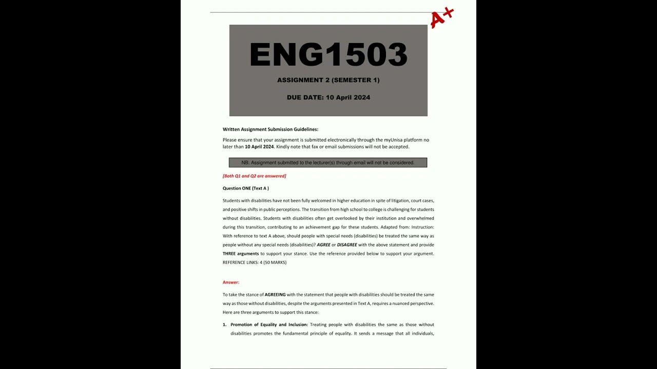 ENG1503 Assignment 2 Detailed Answers Semester 1 Due 10 April 2024