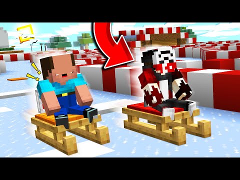 BALON KAFA İLE KIZAK YARIŞI YAPTIK TROLLEDİM !! - Minecraft