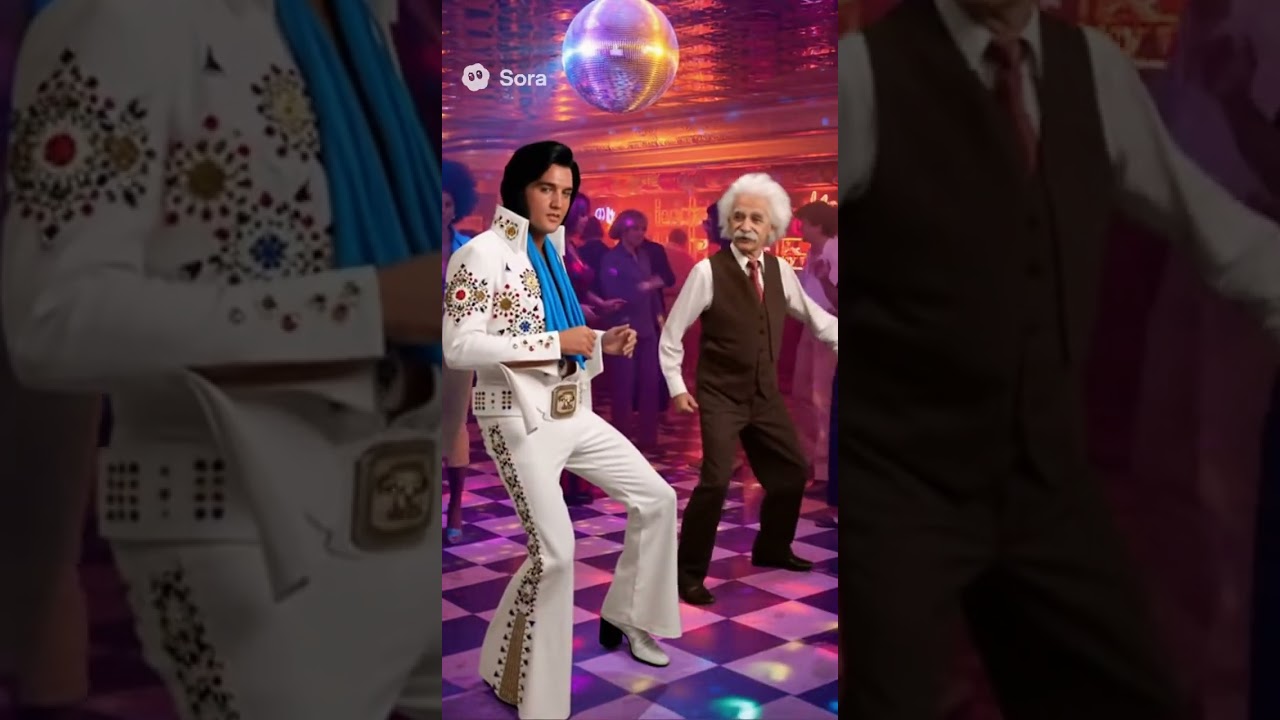 Einstein dances with Elvis 🤣 #sora2 #funny