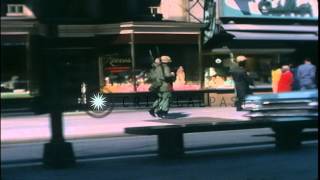 United States soldiers of the 3rd Infantry patrol the streets during riots in Was...HD Stock Footage