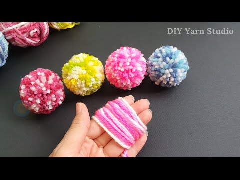 Super Easy POM POM Making Idea with Finger - Hand Embroidery Amazing Trick - Craft Ideas with Wool