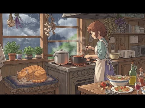 Peaceful Rainy Day in a Cozy House | Ghibli-Style Relaxing Anime Vlog