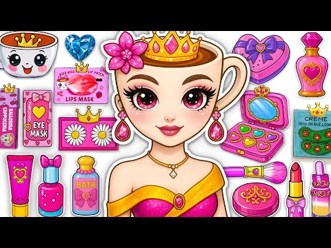 🎀Paper DIY🎀 Princess BALLERINA CAPPUCCINA Skincare + Makeup + Dress up 💄👑 ASMR Unboxing | Hana Paper