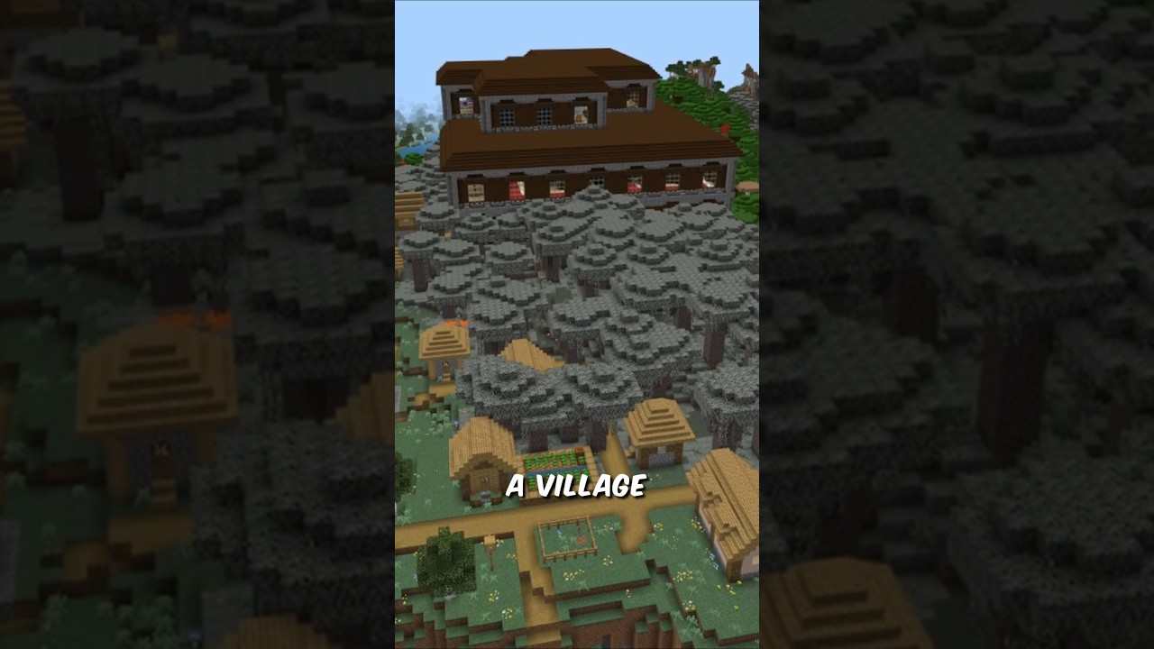 Bedrock woodland mansion in a pale garden next to a village seed 5571219521960924780