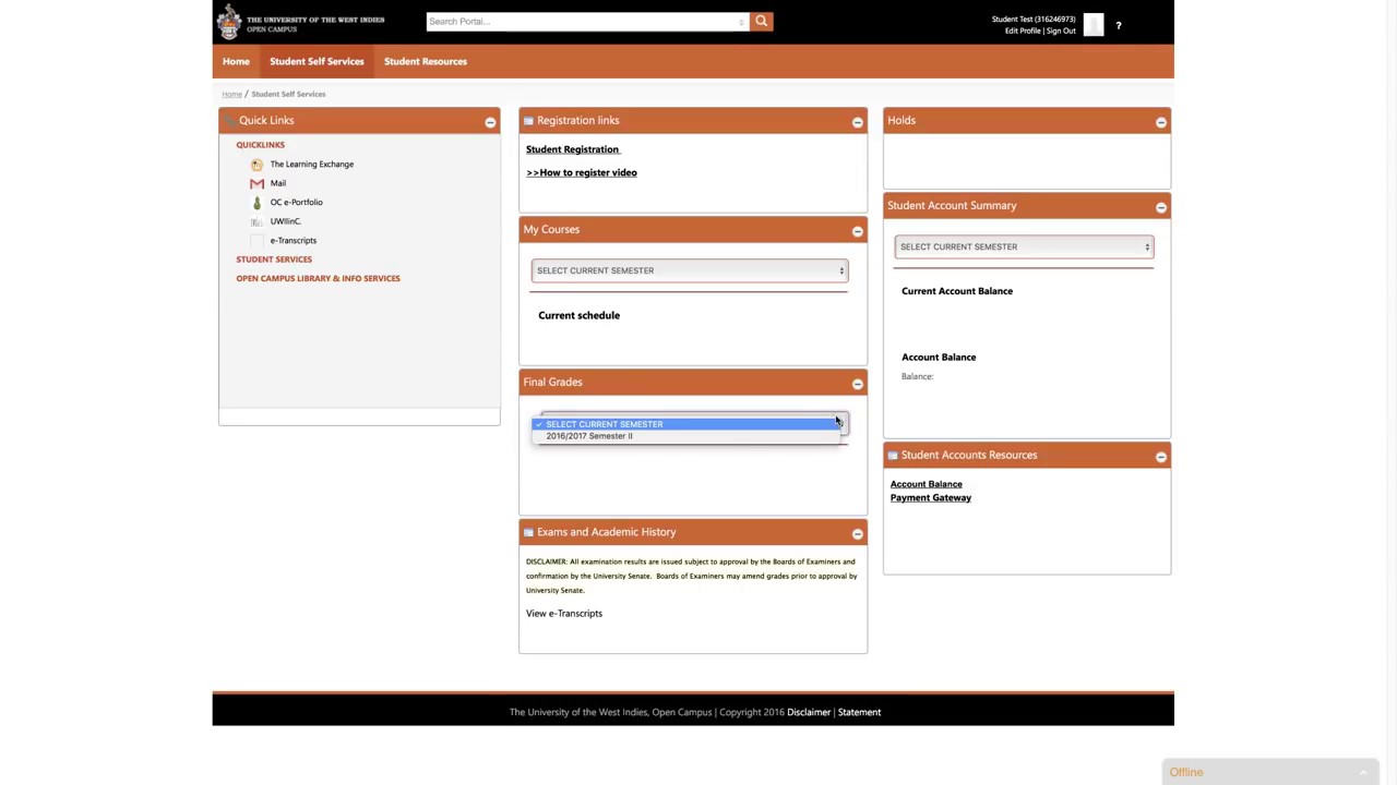 UWI Open Campus - How to View Grades & Transcript