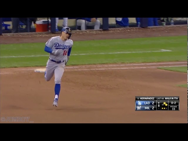 Kike Hernadez takes Josh Hader deep to give the Dodgers the lead, a breakdown.