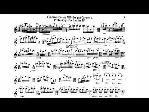 Τα Τρία κομμάτια για σόλο κλαρινέτο (1918) του Ιγκόρ Στραβίνσκι [Igor Stravinsky], γραμμένα για τον ελβετό μαικήνα και ερασιτέχνη κλαρινετίστα [[#Werner Reinhart [Βέρνερ Ράινχαρτ]#]]. Στη μονωδική αυτή γραφή η πάρτα του οργάνου ταυτίζεται με την παρτιτούρα, ώστε το έργο να αναγιγνώσκεται εξ ολοκλήρου από ένα και μόνο φυλλάδιο. Η συγχρονισμένη προβολή του κειμένου αναδεικνύει τα συστατικά της οργανικής πάρτας: μεταφερμένη σημειογραφία (τα δύο πρώτα κομμάτια για κλαρινέτο σε Λα, το τρίτο σε Σι ύφεση), ενδείξεις αγωγής μέσω μετρονομικής αξίας, αναπνοές και αρθρώσεις. Ερμηνεύει ο [[#Paolo Beltramini [Πάολο Μπελτραμίνι]#]].