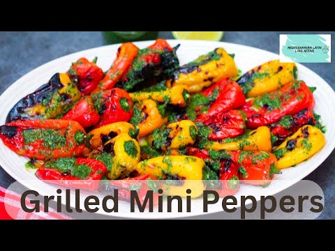 Grilled Mini Sweet Peppers with a Parsley and Za'atar Sauce