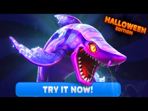 Hungry Shark World - Halloween Edition 👻  Powerful Dark Magic Shark Gameplay 2020