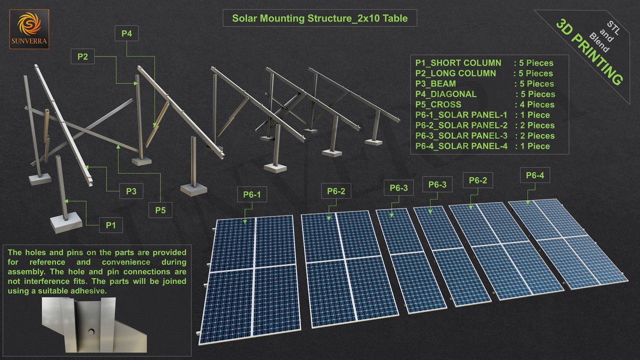3D Printing-Solar Mounting Structure 2x10 Table 3D Print Model