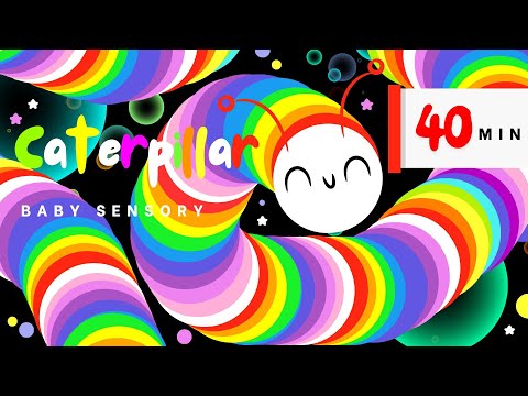 Oruga de colores con burbujas: vídeos sensoriales para niños, vídeo de alto contraste + música