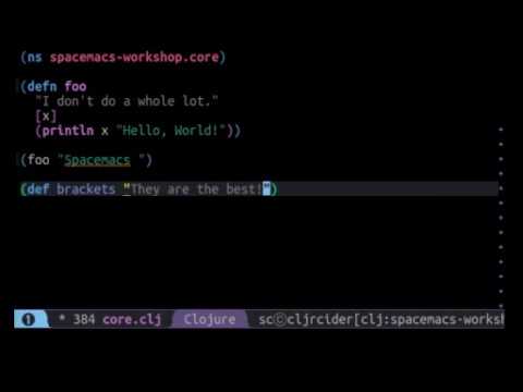 Spacemacs - Structured editing in Clojure - Creating and deleting a defn expression