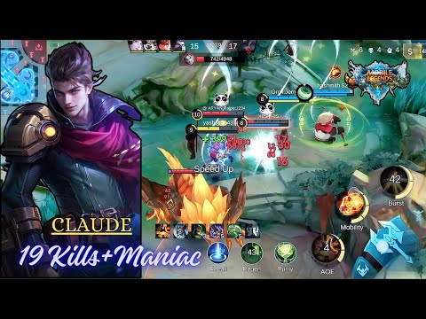 😱Claude Savage Gameplay | 19 Kills + Maniac | Mobile Legends Bang Bang