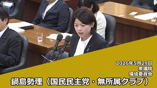 【字幕付き】20260529 衆議院 環境委員会 08 鍋島勢理 国民民主党・無所属クラブ