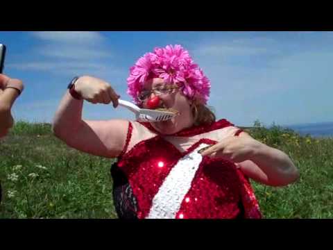 Enjoying a clown picnic delicacy