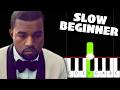 Kanye West Runaway Ft Pusha T SLOW BEGINNER Piano Tutorial