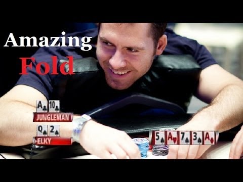 Amazing "Fold" Daniel"Jungleman"Cates - Three of a Kind Aces vs Flush "ElkY"