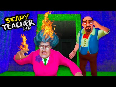 Scary teacher vs Scary stranger 3D! Funny moments at granny's house!
