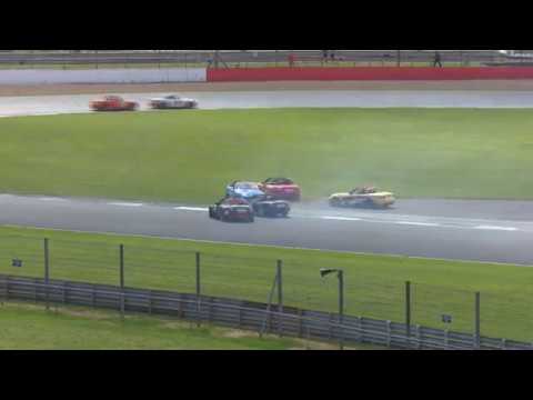BRSCC Mazda MX-5 SuperCup 2017. Race 1 Silverstone Circuit. Pile Up etc