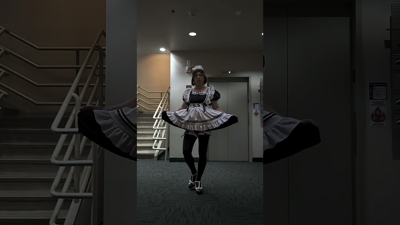 #sissymaid in the lobby.         #sissy #publicsissy